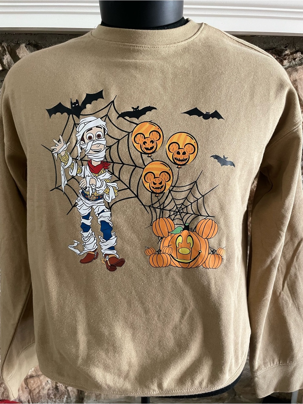 disney Woody Tan Halloween Mummy & Pumpkin Sweatshirt with Orange Accents